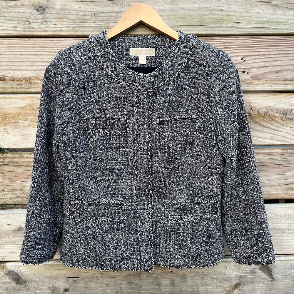 Michael Kors Navy/White Tweed Blazer 4